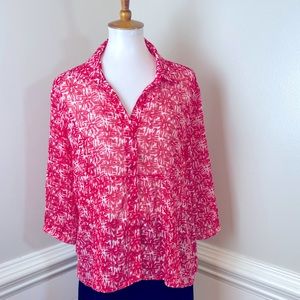 Christopher & Banks Red & White Abstract Print Top PXL FREE SHIP